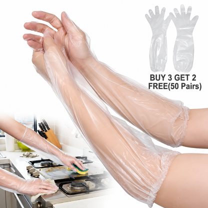 🧤 23.6" Disposable Long-Arm Gloves – Protective Elastic Cuff Design