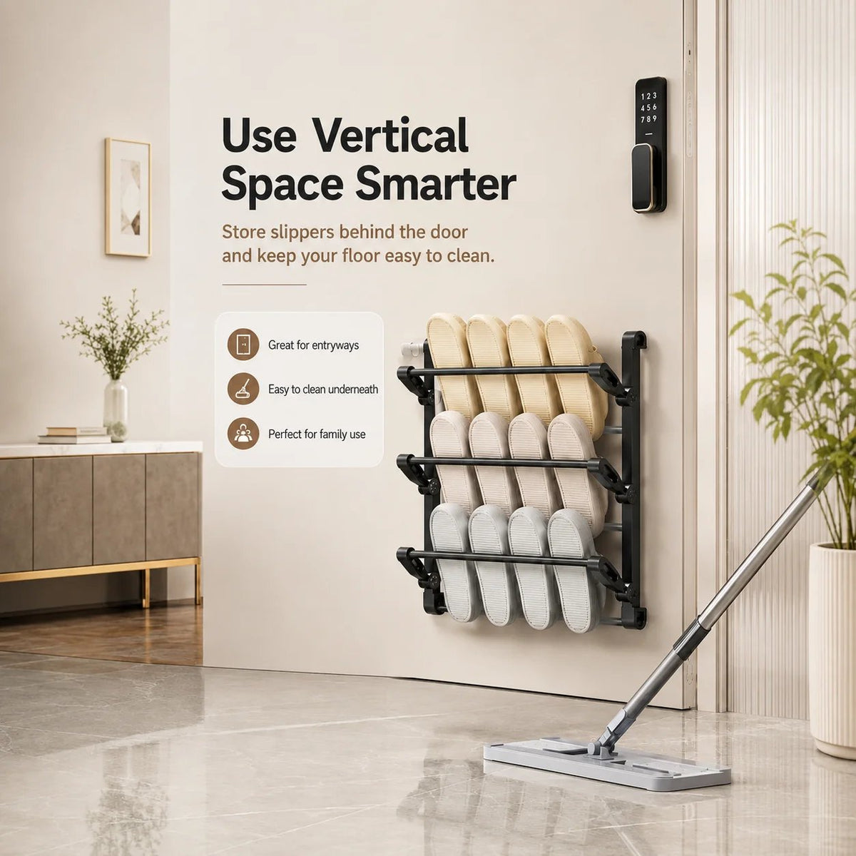 🪑 Foldable Wall‑Mounted Shoe Rack｜Space‑Saving Hanging Slipper Holder for Entryway Bathroom RV