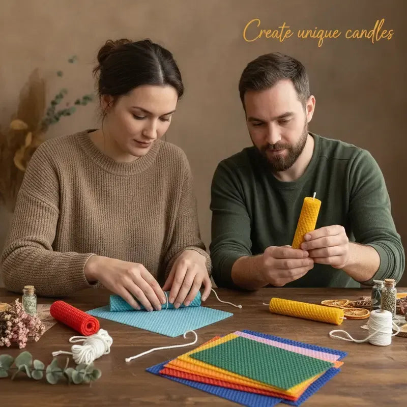🍯🕯️ DIY Beeswax Candle Making Kit (12-Piece Set) – Create Your Own Cozy Glow!