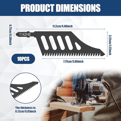 🪚 10-Pack T142HB Jigsaw Blades – 112mm Wood Cutting Set
