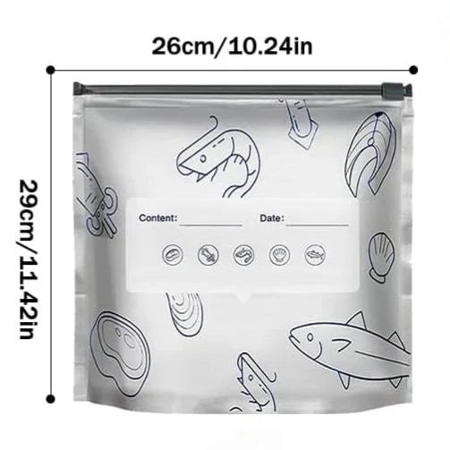 Stand-Up Foil Food Storage Bags ✨ – Reusable Sealable Design with Labels