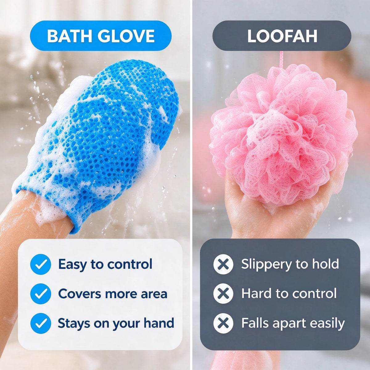 🧤 Honeycomb Mesh Shower Gloves – Exfoliating Body Scrub Mitts