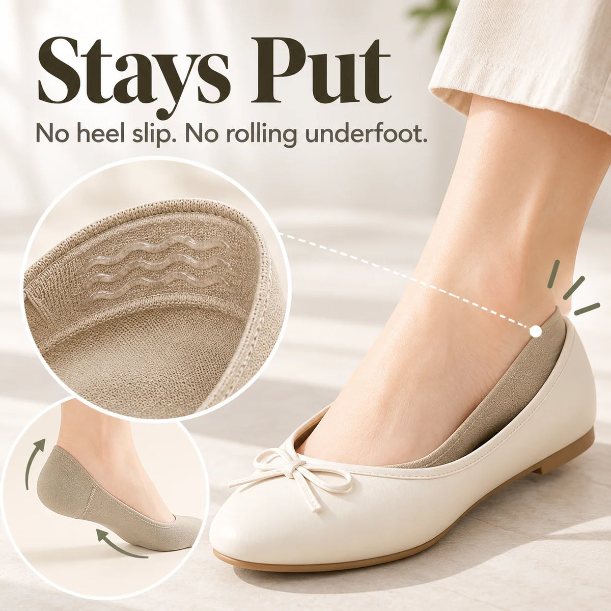 Women's Cushioned No-Show Socks – Comfortable Fit for Flats