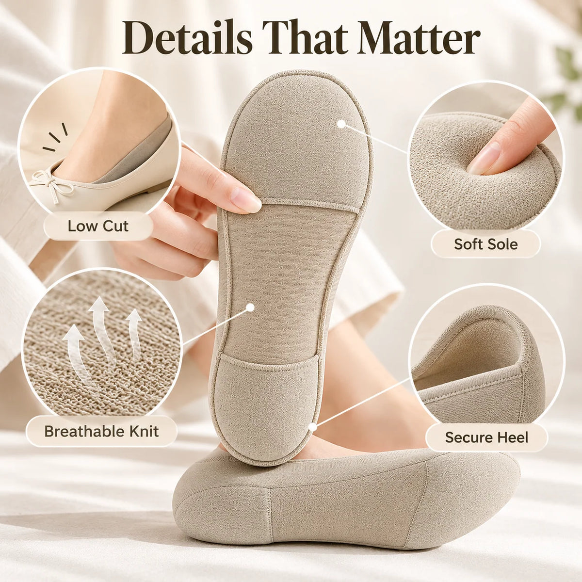 Women's Cushioned No-Show Socks – Comfortable Fit for Flats