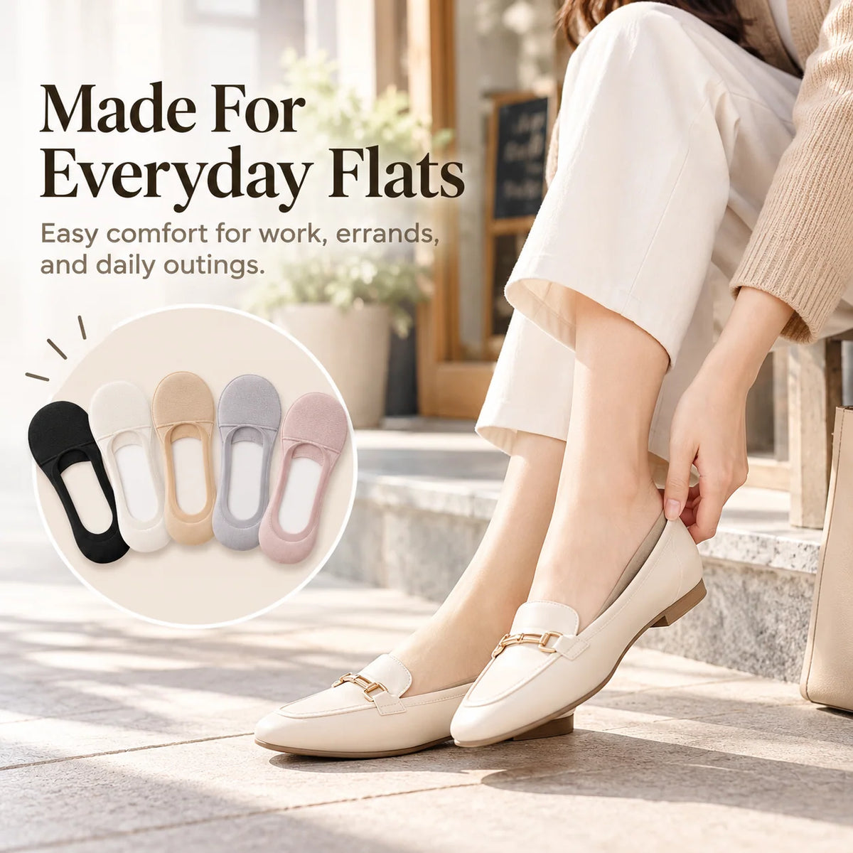 Women's Cushioned No-Show Socks – Comfortable Fit for Flats