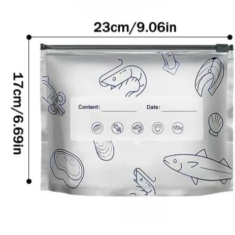 Stand-Up Foil Food Storage Bags ✨ – Reusable Sealable Design with Labels