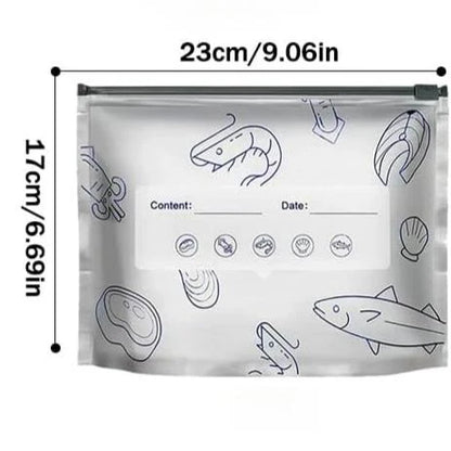 Stand-Up Foil Food Storage Bags ✨ – Reusable Sealable Design with Labels