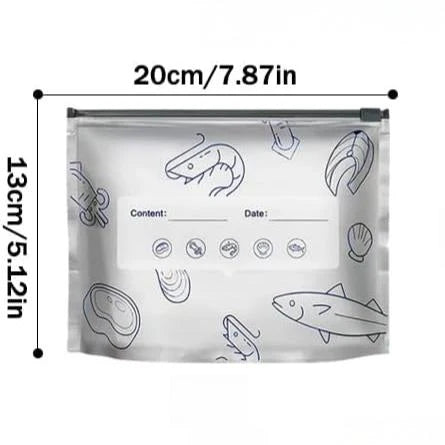 Stand-Up Foil Food Storage Bags ✨ – Reusable Sealable Design with Labels