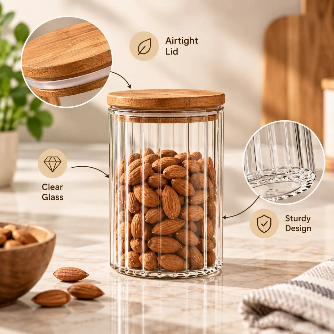 Modern Glass Storage Jar with Lid(1000 ML)