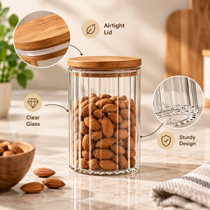 Modern Glass Storage Jar with Lid(1000 ML)