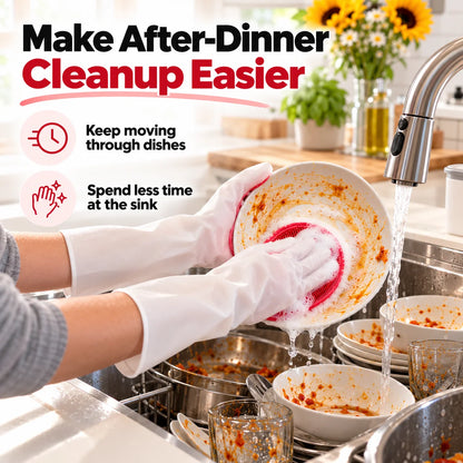 🧤 Silicone Scrubber Dishwashing Gloves – Built-In Cleaning Brush