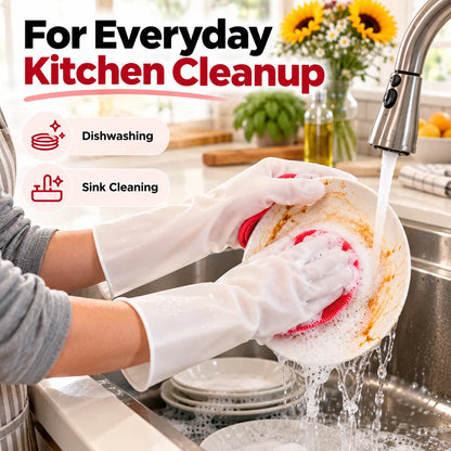 🧤 Silicone Scrubber Dishwashing Gloves – Built-In Cleaning Brush