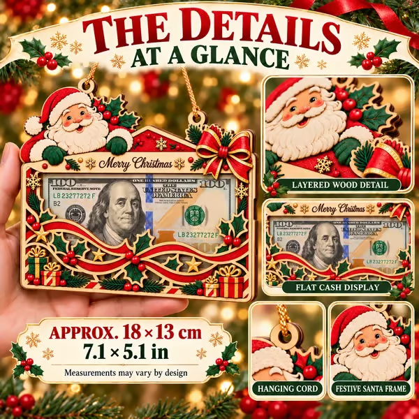 🎄💵 Wooden Christmas Money Gift Holder Ornament – A Fun & Festive Way to Gift Cash 🎁✨