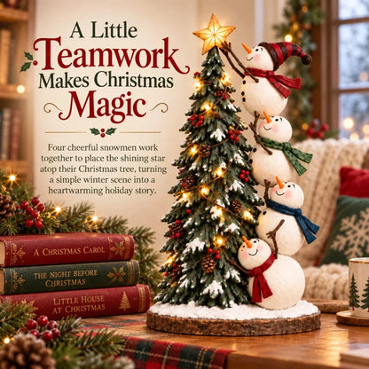 ⛄Snowmen Topping the Christmas Tree – Lighted Christmas Figurine