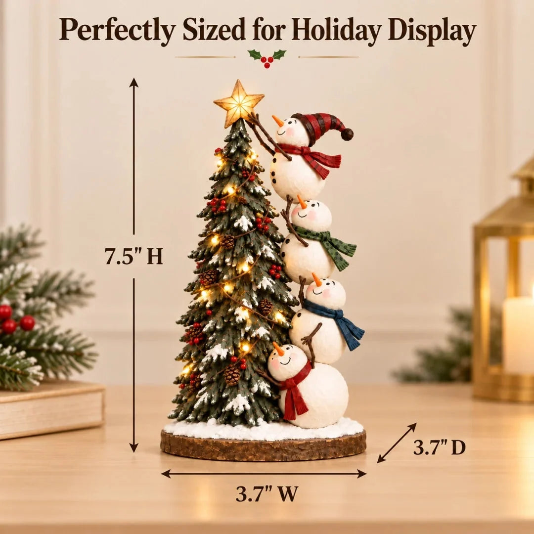 ⛄Snowmen Topping the Christmas Tree – Lighted Christmas Figurine