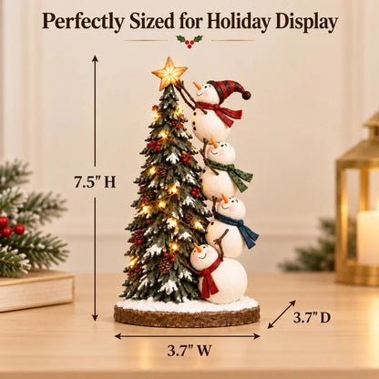 ⛄Snowmen Topping the Christmas Tree – Lighted Christmas Figurine