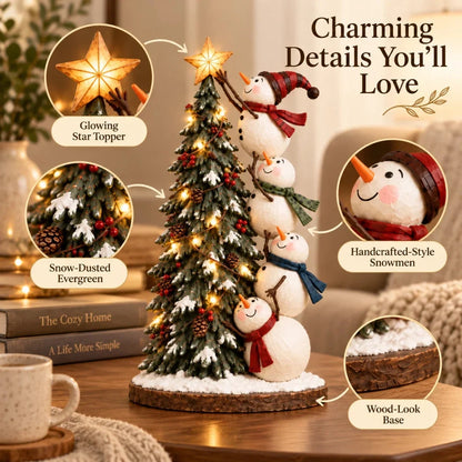 ⛄Snowmen Topping the Christmas Tree – Lighted Christmas Figurine