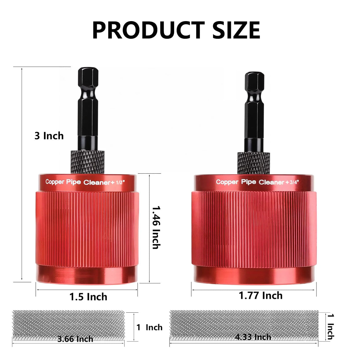 🔧 Drill-Powered Copper Pipe Cleaner – 1/2", 3/4" & 1" Brush Set