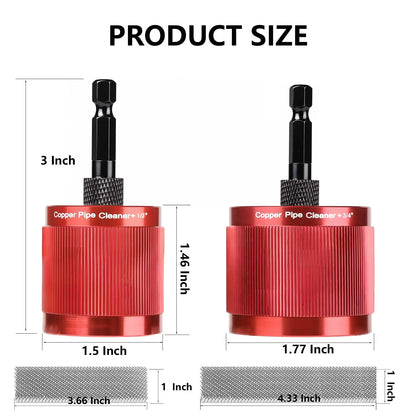 🔧 Drill-Powered Copper Pipe Cleaner – 1/2", 3/4" & 1" Brush Set
