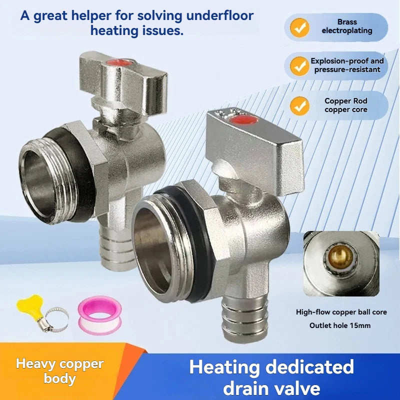 Brass Water Heater Drain Valve 🚰 – 3/4" NPS to 1/2" Hose Barb