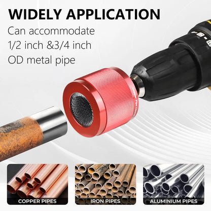 🔧 Drill-Powered Copper Pipe Cleaner – 1/2", 3/4" & 1" Brush Set