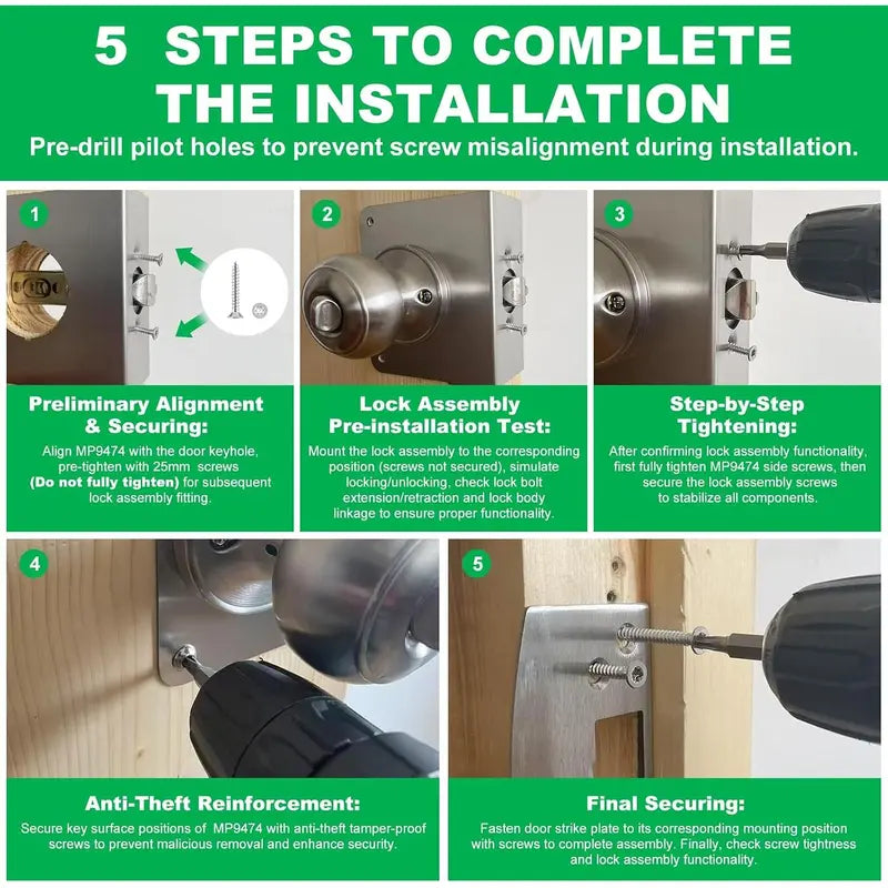 Door Lock Reinforcement Plate 🔒 – Wraparound Single & Double Bore Options