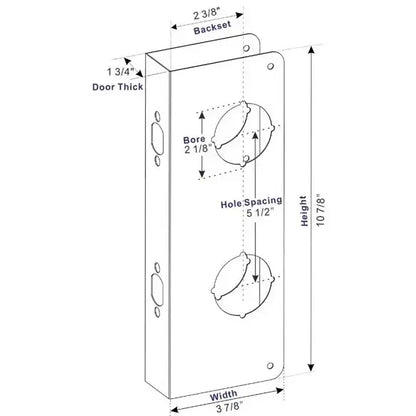 Door Lock Reinforcement Plate 🔒 – Wraparound Single & Double Bore Options