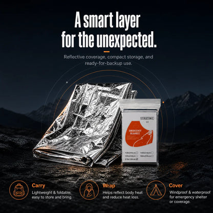 Compact Survival Blanket 🏕️ – Waterproof & Windproof Emergency Protection
