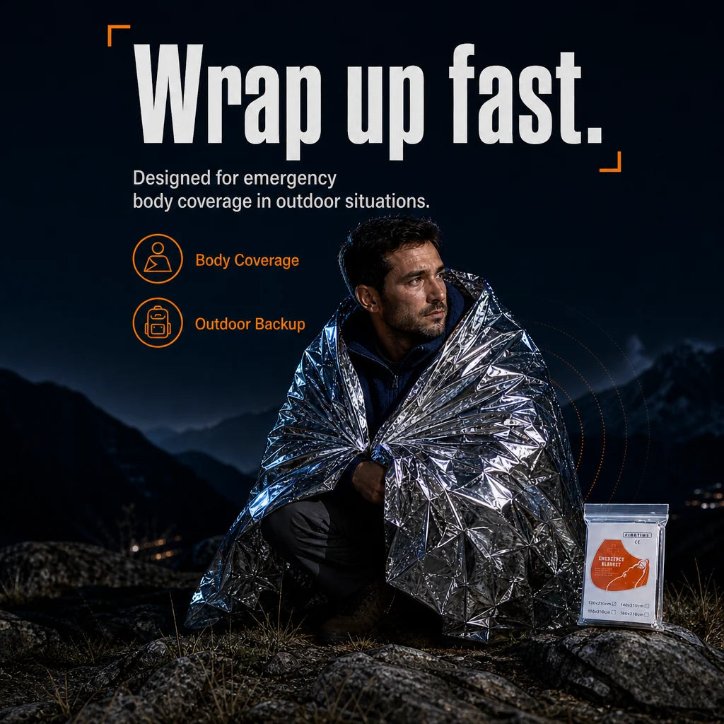 Compact Survival Blanket 🏕️ – Waterproof & Windproof Emergency Protection