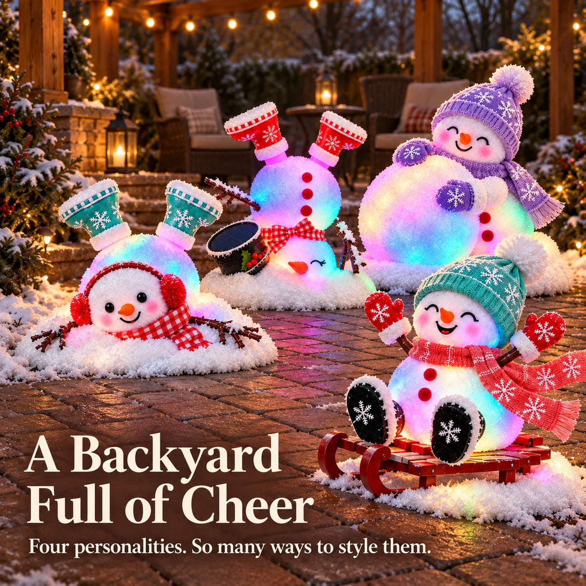 ☃️ Adorable Light-Up Snowmen | 4 Cute Christmas Garden Style
