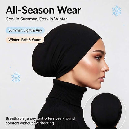 3-Pack Women's Solid Jersey Hijab Flat Top Cap, Lightweight Breathable Muslim Inner Headscarf 🧕✨