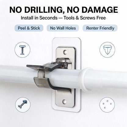 2-Pack No-Drill Curtain Rod Brackets, Self-Adhesive Multifunctional Acrylic Gel Rod Holder Hooks 🏠