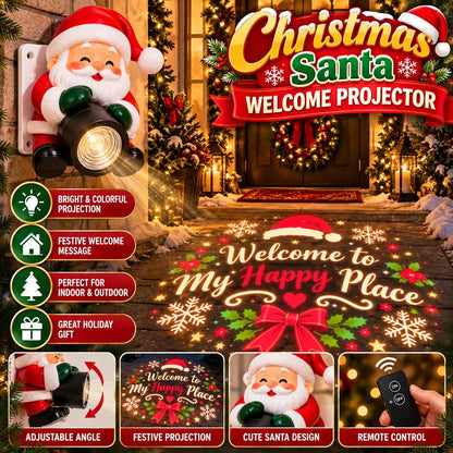 🎅 Santa Christmas Welcome Projector – Festive Greeting Light with Remote Control & Adjustable Angle ✨