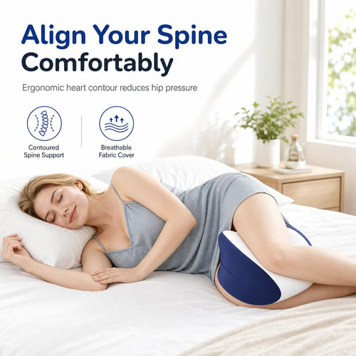 🛏️ Memory Foam Knee Pillow – Heart-Shaped Support for Side Sleepers