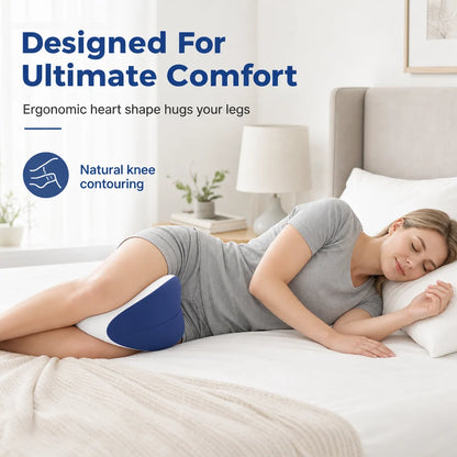 🛏️ Memory Foam Knee Pillow – Heart-Shaped Support for Side Sleepers