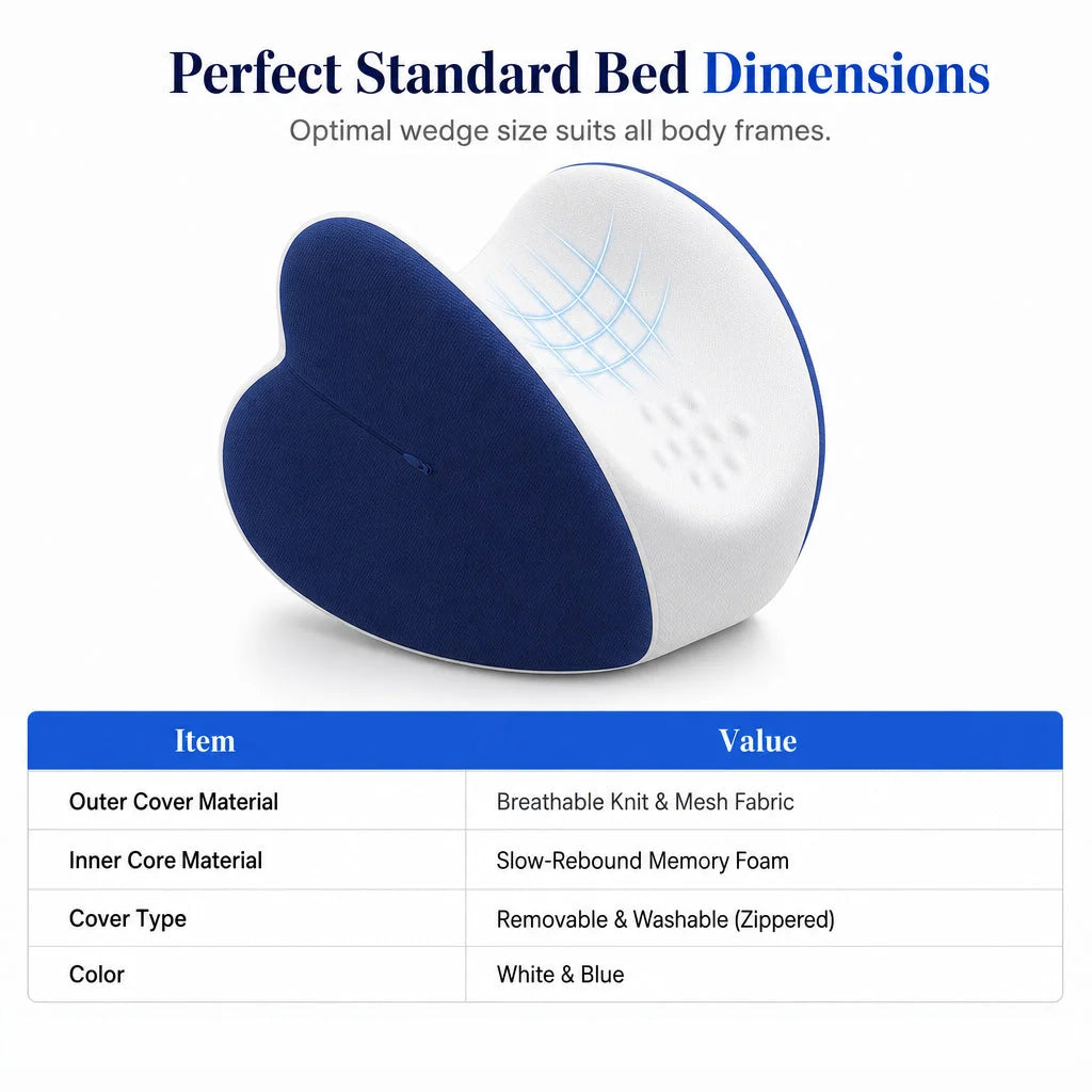 🛏️ Memory Foam Knee Pillow – Heart-Shaped Support for Side Sleepers