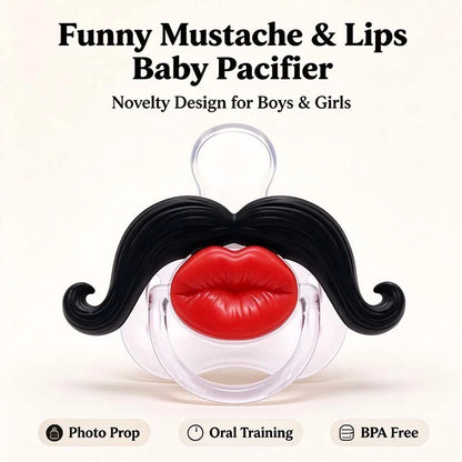 Funny Baby Pacifier 👶 – Cute Lips & Mustache Photo Prop