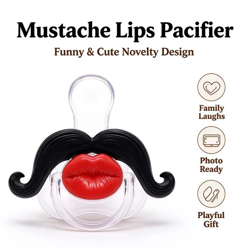 Funny Baby Pacifier 👶 – Cute Lips & Mustache Photo Prop