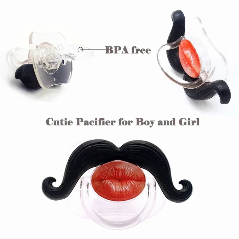 Funny Baby Pacifier 👶 – Cute Lips & Mustache Photo Prop