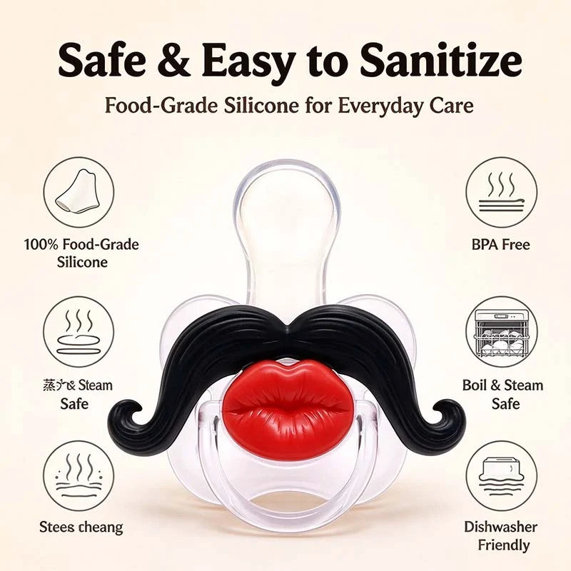 Funny Baby Pacifier 👶 – Cute Lips & Mustache Photo Prop