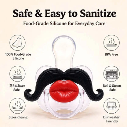 Funny Baby Pacifier 👶 – Cute Lips & Mustache Photo Prop