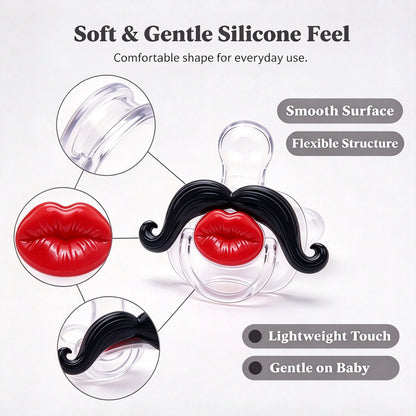 Funny Baby Pacifier 👶 – Cute Lips & Mustache Photo Prop
