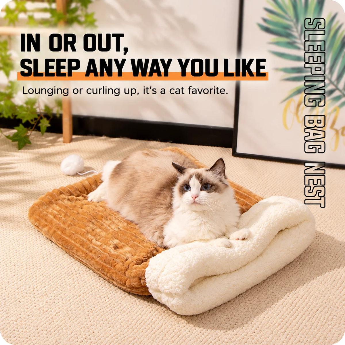 🐾 Plush Burrow Pet Bed – Cozy Sleeping Nest for Cats & Dogs