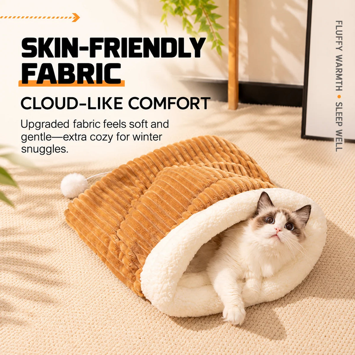 🐾 Plush Burrow Pet Bed – Cozy Sleeping Nest for Cats & Dogs