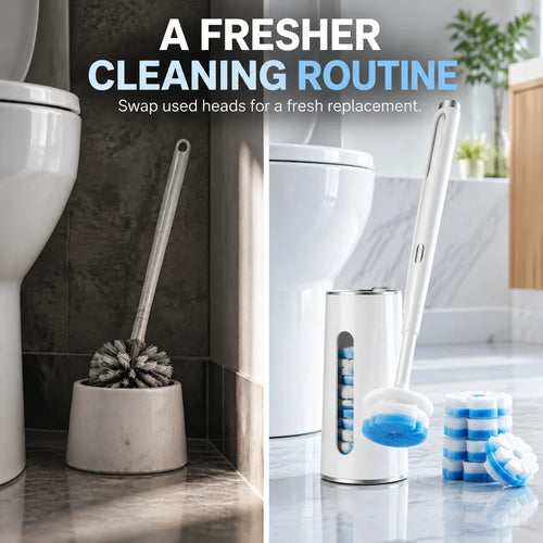 🚽 Disposable Toilet Cleaning Brush – Replaceable Heads with Storage Holder
