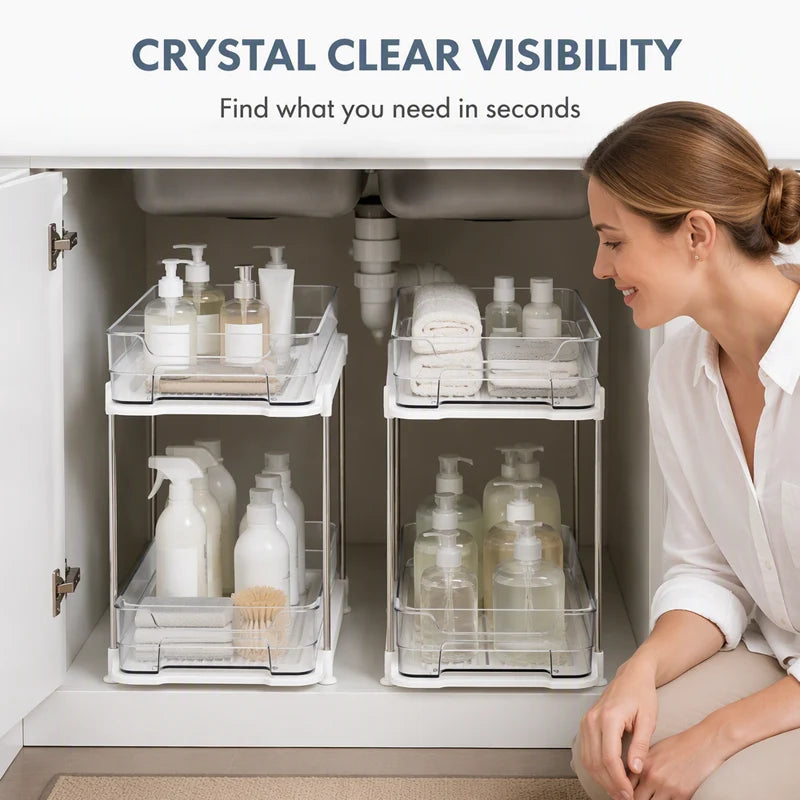 🏠 Multi-Tier Under-Sink Organizer – Space-Saving Cabinet Storage Rack