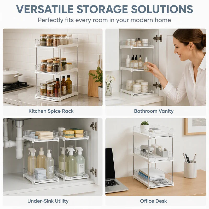 🏠 Multi-Tier Under-Sink Organizer – Space-Saving Cabinet Storage Rack