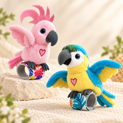 🎁 Interactive Plush Parrot Slap Bracelet – A Wearable Little Friend! 🦜