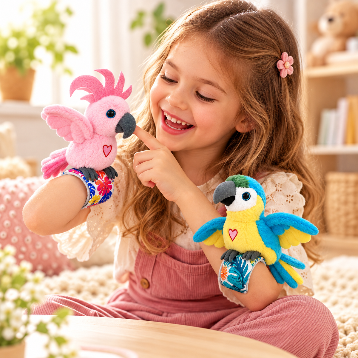 🎁 Interactive Plush Parrot Slap Bracelet – A Wearable Little Friend! 🦜