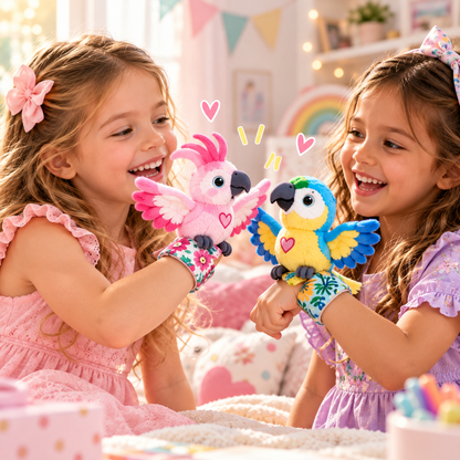 🎁 Interactive Plush Parrot Slap Bracelet – A Wearable Little Friend! 🦜